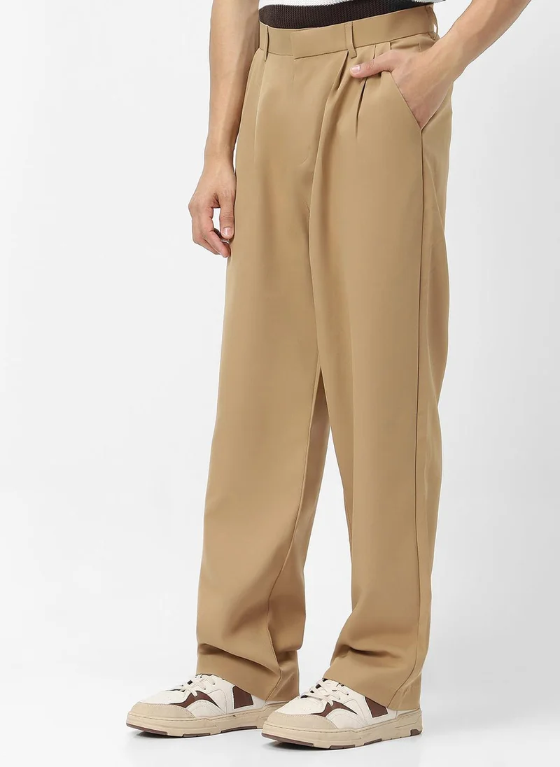 Urbano Fashion  Urbano Fashion Men's Khaki Loose Baggy Fit Solid Korean Pants Stretchable for Men | Best Price UAE